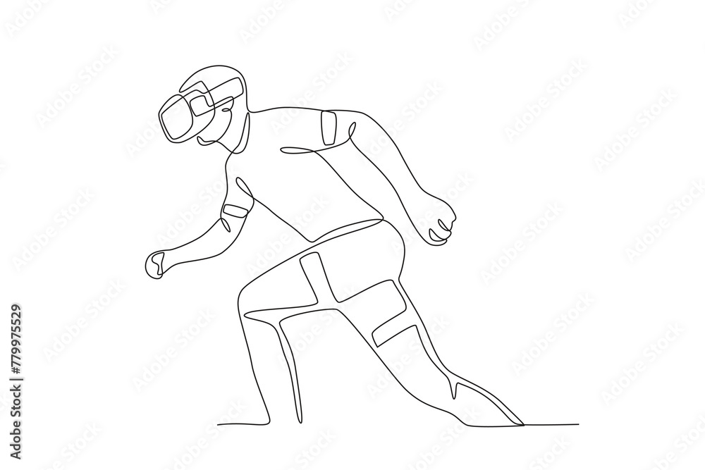 Running athlete who is training using vr glasses.Future athletes one-line drawing Running athlete who is training using vr glasses.Future athletes one-line drawing
