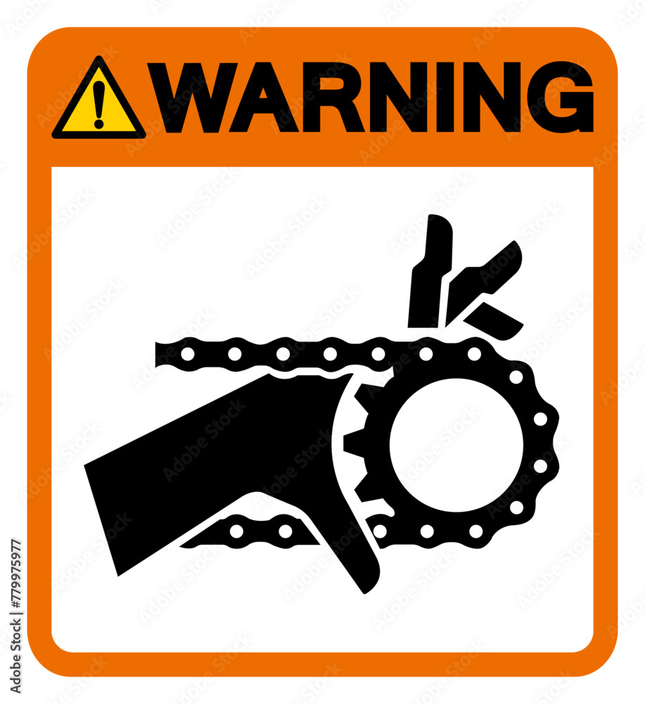 Warning Hand Entanglement Chain Drive Symbol Sign, Vector Illustration, Isolate On White Background Label .EPS10 Warning Hand Entanglement Chain Drive Symbol Sign, Vector Illustration, Isolate On White Background Label .EPS10