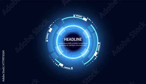 Beautiful blue digital circle on a technology background. Copy space for adding headlines.
