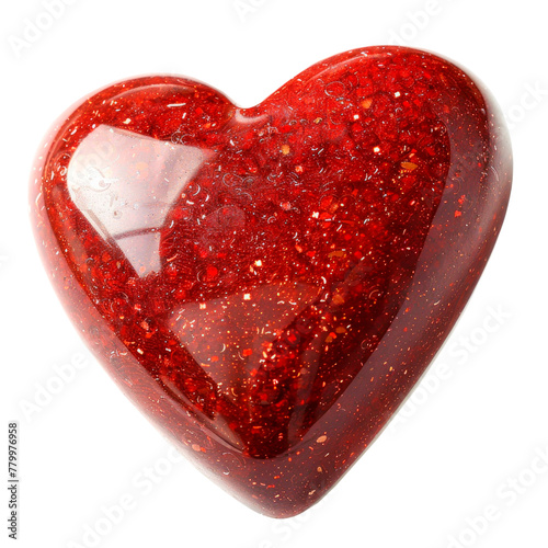 Red heart card. Isolated on transparent background.