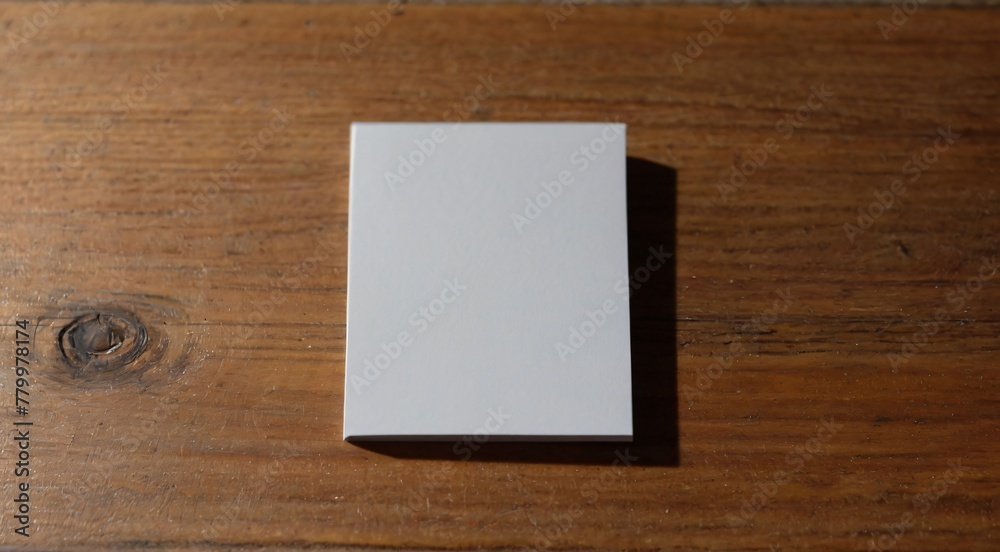 A blank white card resting on a wooden table.
A blank white card resting on a wooden table.