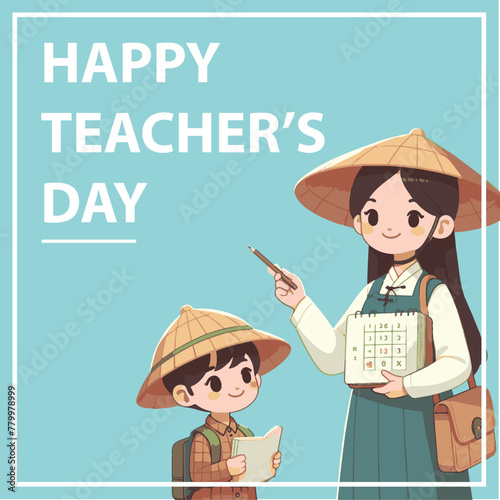Happy Teacher's Day Postcard , Vector , Teacher's Day Banner, Teacher's Day Artwork