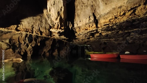 handheld shot from The AliSadr water Cave whixh is the longest in the world, It is located in Ali Sadr, Kabudarahang County, about 100 kilometres north of Hamadan, western Iran. photo