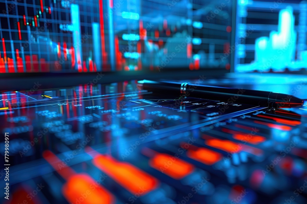 Decoding the Market A Close-Up of a Sleek Pen Resting on Vibrant Financial Graphs Displaying Real-Time Stock Exchange Data Decoding the Market A Close-Up of a Sleek Pen Resting on Vibrant Financial Graphs Displaying Real-Time Stock Exchange Data