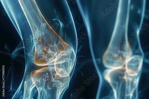 In-depth X-Ray Image of a Human Knee, Showcasing the Intricacies of a Knee Injury and the Underlying Bone Structure.