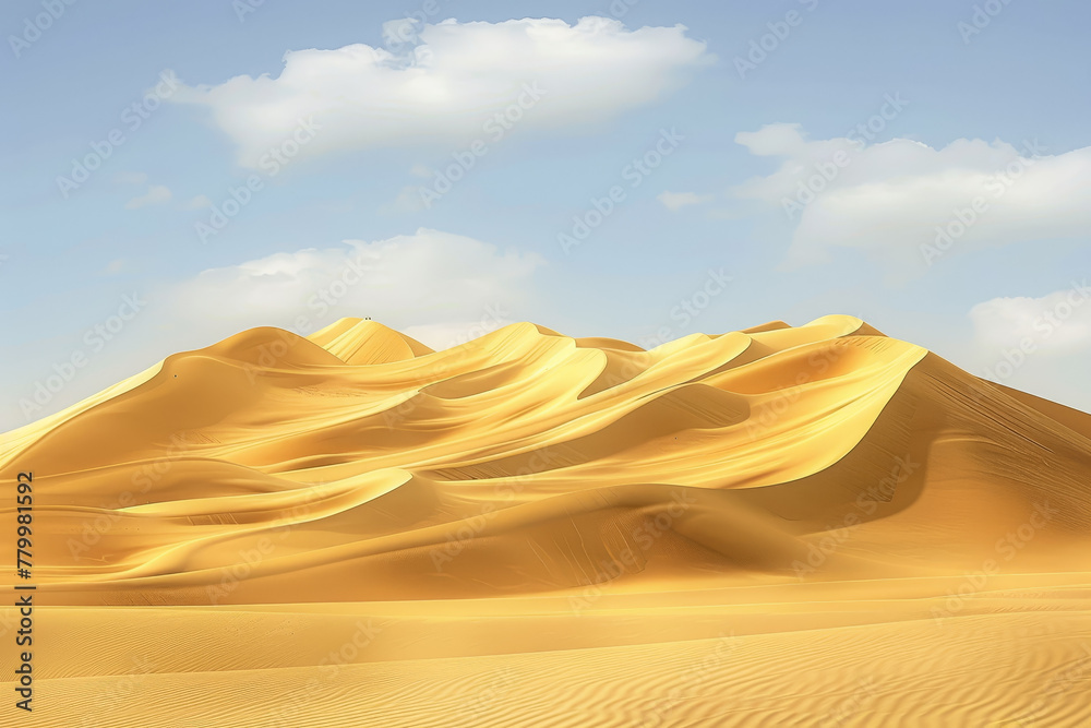 A desert landscape with a mountain in the background