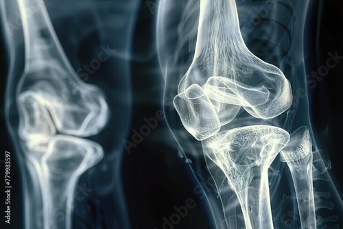 In-depth X-Ray Image of a Human Knee, Showcasing the Intricacies of a Knee Injury and the Underlying Bone Structure.