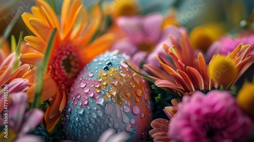 Colorful Flowers Covered in Water Droplets