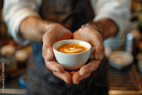Steaming brown coffee fills a mug held in someone's hands at a breakfast table