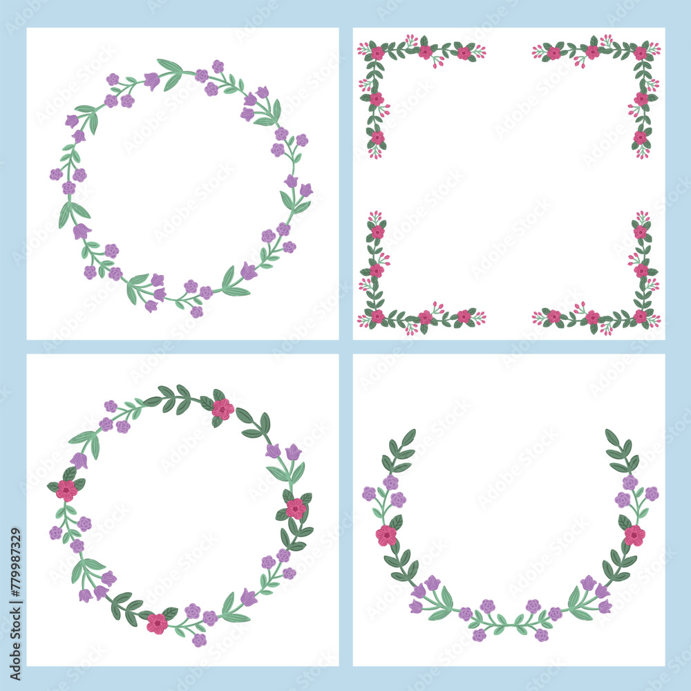 floral wreath flower border floral frame card invitation banner holiday, invitation card birthday wedding illustration vector file