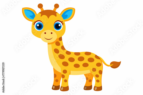 cute-giraffe-with-blue-eyes-on-white-background