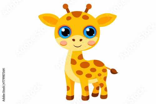 cute-giraffe-with-blue-eyes-on-white-background