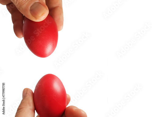 eggs red green yellow for easter in greece isolated in white background © sea and sun