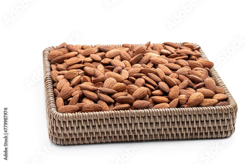 Fresh organic almonds isolated on white background