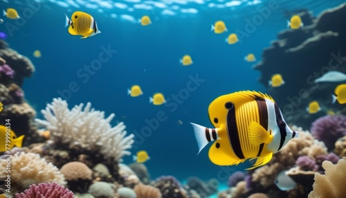 Group of Yellow and Black Fish Swimming in an Aquarium