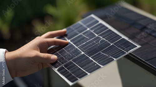 Flexible printed solar panel, very thin and transparent solar panel. Ai generated 