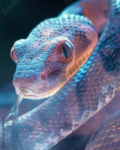 A snakes lung physiology, reimagined as a flexible bioventilation system for spacecraft, its design visualized in a 3D hologram