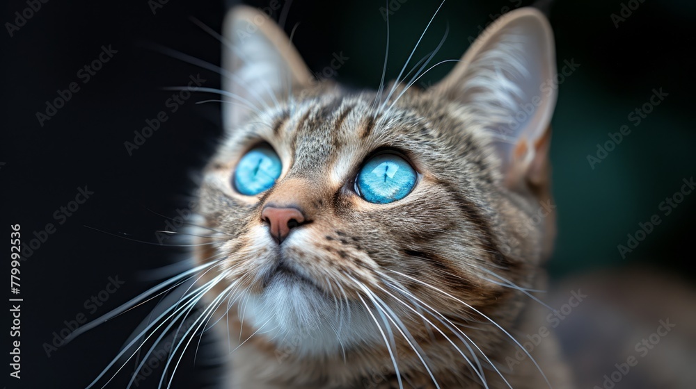  bright blue eyes and distinct whiskers