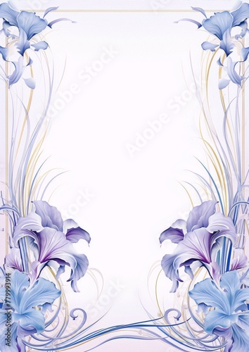 Delicate floral frame in shades of lavender and light purple.
