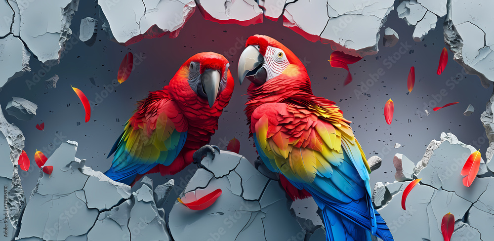 Break Through Parrots Couple Mug Wrap Generated by AI