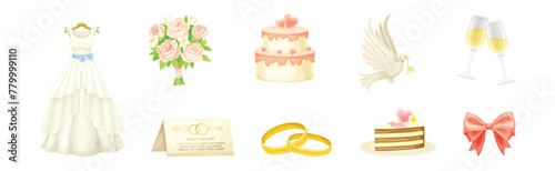 Wedding and Marriage Ceremony Symbol and Element Vector Set