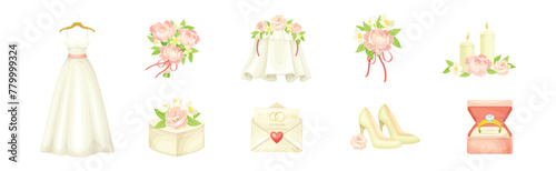 Wedding and Marriage Ceremony Symbol and Element Vector Set