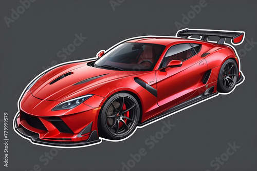 Red sports car sticker photo