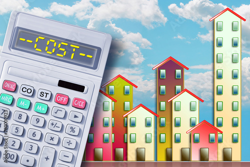 Condominium fees and management property maintenance or generic real estate costs - Concept with calculator and costs text written on it
