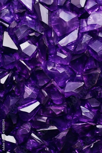 Abstract painting of amethyst crystals in shades of purple with a smooth and shiny surface.