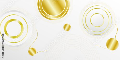 Abstract gold circle lines on white background