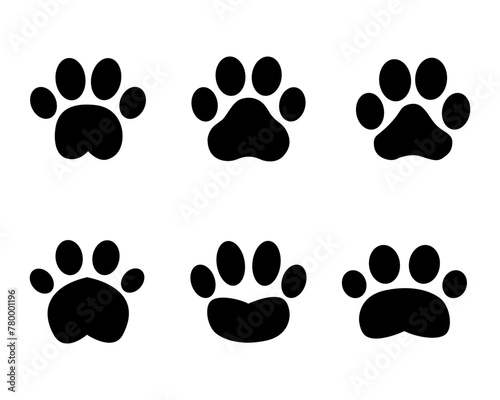 Cat paws, cat footprints, pet silhouettes
