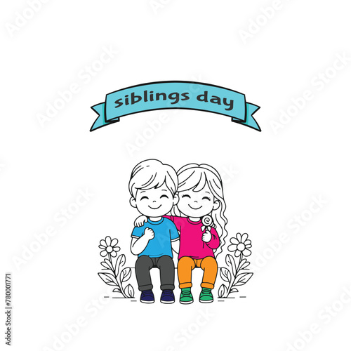 siblings day vector illustration social media post design