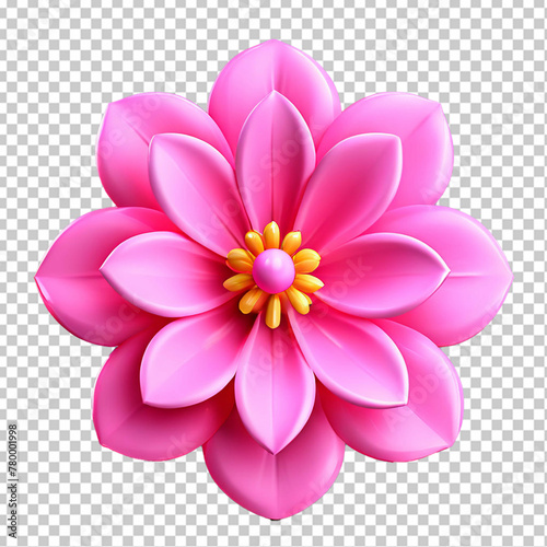 Beautiful Pink Flower  A Simple 3D Cartoon Render of Icon Design