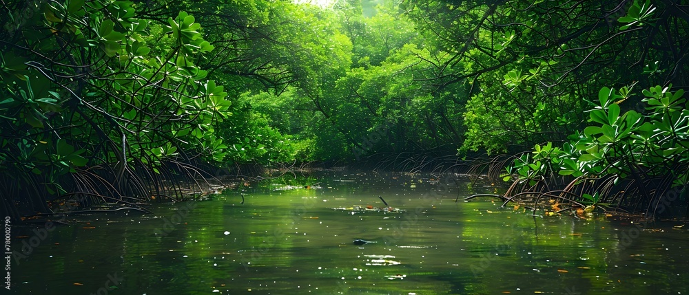 Serenity in Mangroves: Eastern Coast Greenery Oasis. Concept Nature Photography, Coastal Ecosystem, Serene Landscapes