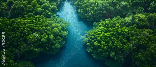 Serenity Flow Through Verdant Mangroves. Concept Nature Photography, Tranquil Landscapes, Greenery Inspiration