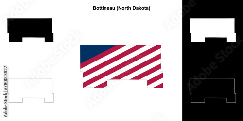 Bottineau County (North Dakota) outline map set photo