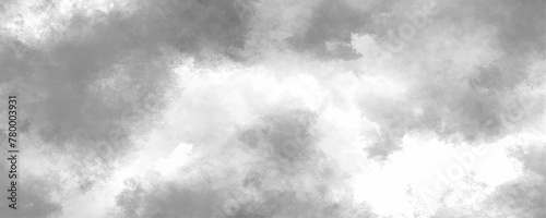 Abstract white watercolor gray realistic fog or mist design element texture background. Grunge clouds or smog texture with stains, White cloudy sky or cloudscape smoke Silver watercolor and ink paper.