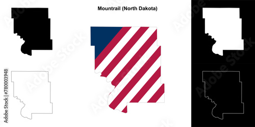 Mountrail County (North Dakota) outline map set photo