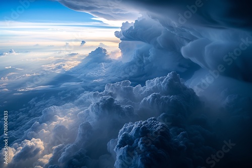 Aerial perspective of the Earth seen from an airplane window, showing landmasses, clouds, and the curvature of the planet photo
