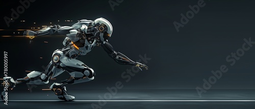 Humanoid Robot Sprinting with Motion Trails photo