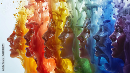 Human Faces in Colorful Ink photo