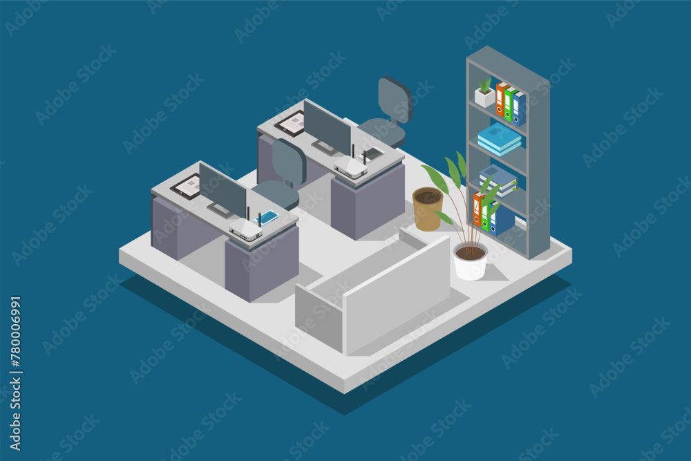 Office workplace isometric