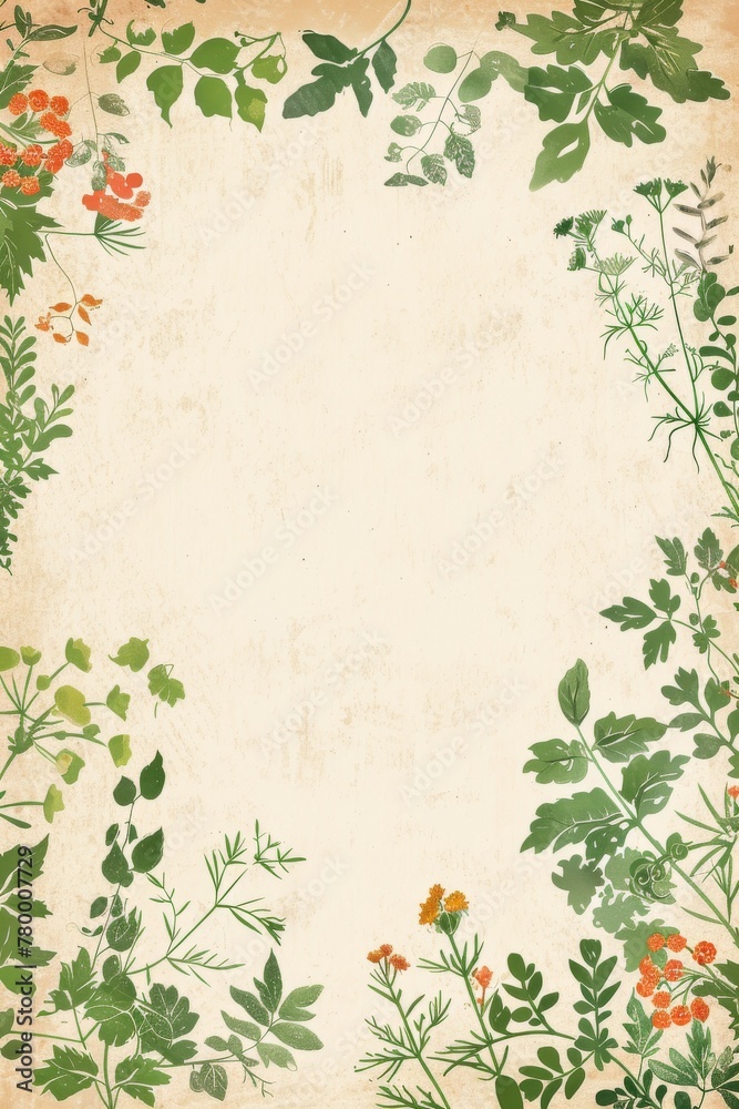 Vintage Paper With Leaves and Flowers Illustration