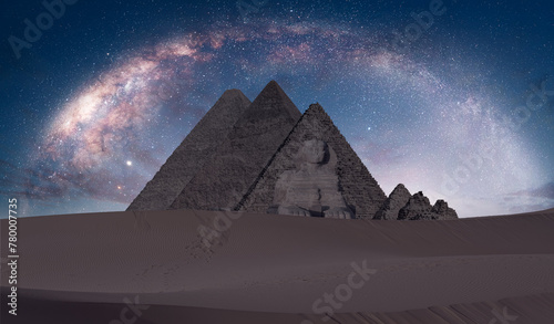 The Milky Way rises over the Pyramids in Giza  Egypt