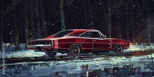 muscle car illustration, motors, roadtrips, ai image of cars © Nikita