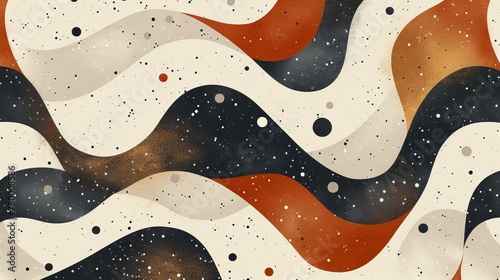Wallpaper Mural An abstract background pattern in dark chestnut brown, burnt sienna, and soft cream colors inspired by funk, vinyl, and horoscope elements. Torontodigital.ca