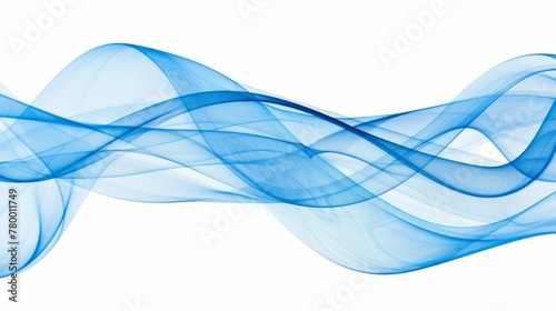 Translucent blue smooth wave on a white background. Abstract fluid motion concept