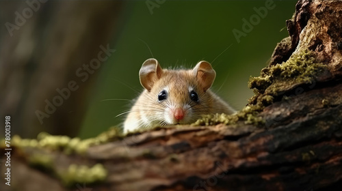 Curious Woodland Mouse Peeking Out © Riocool