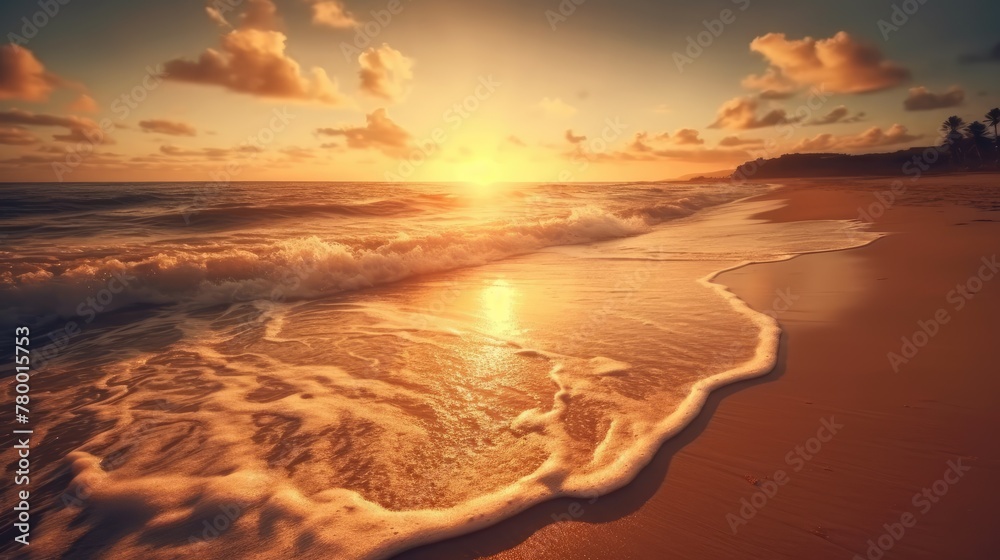 Golden Hour Serenity on the Shoreline. Sunset at the beach. Golden Hour Serenity on the Shoreline. Sunset at the beach.