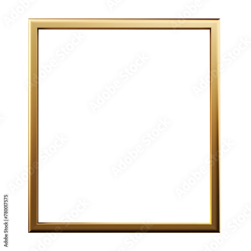 square gold picture frame on transparent background